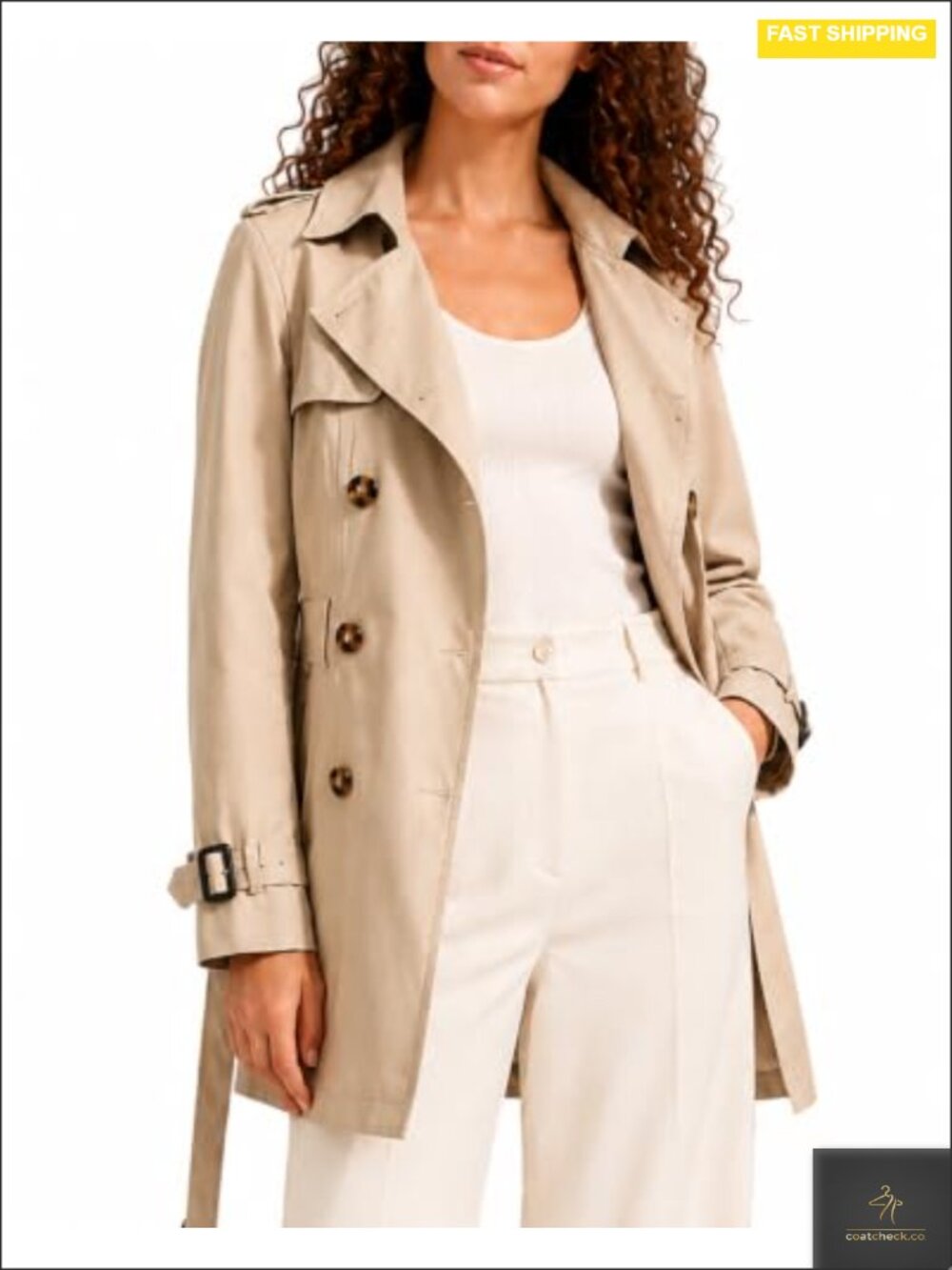 Women's Double Breasted Trench Coat with Belt